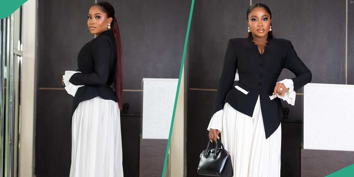 Lady Orders Veekee James' Black and White Pleated Outfit, Gets Gorgeous Design: "She Bodied It"