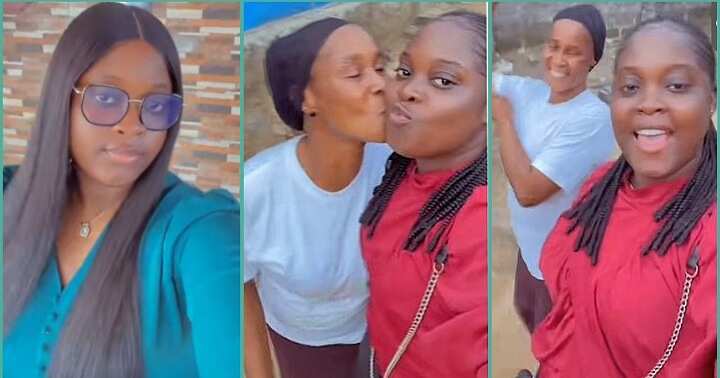 "I Bagged the Sweetest Mother-in-law": Lady Blushes as Husband's Mum Kisses Her in Video