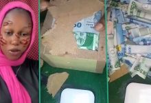 "I Started Saving Since Last Year": Lady Breaks Her Piggy Bank, Counts Plenty Naira Notes She Saved