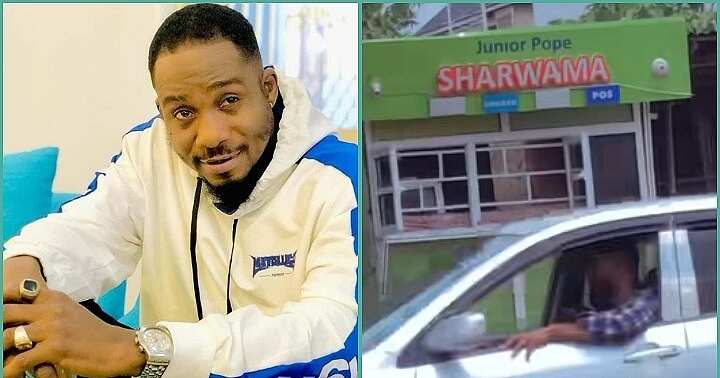 "Owerri Is Wild": Shawarma Vendor Names Kiosk after Late Junior Pope, Video Stirs Reactions