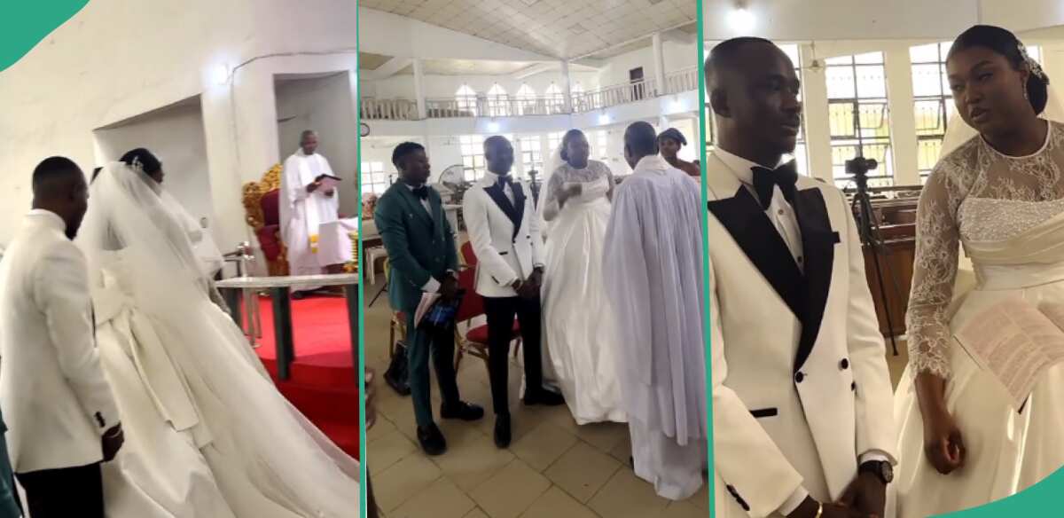 Video Shows Moment Pastor Asked Nigerian Bride to Remove Her Eyelashes or No Wedding, Generates Buzz