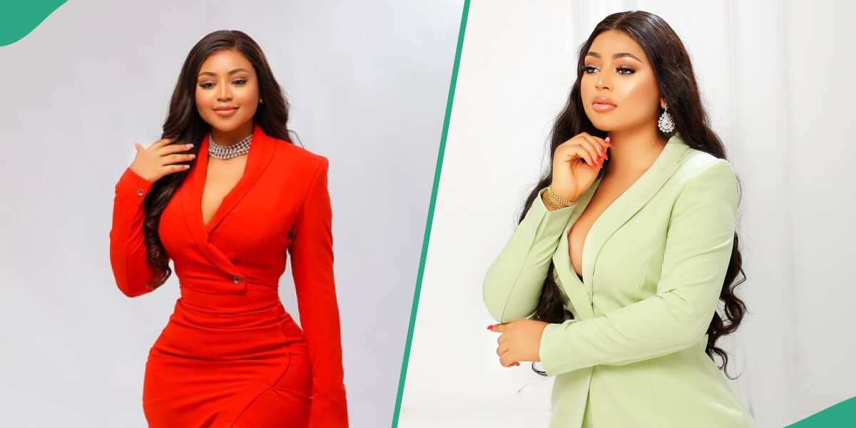 Regina Daniels Flaunts Curves n Sassy Brown Outfit, Entices Fans: "Effortlessly Beautiful"