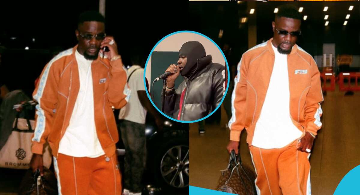 Sarkodie Looks Dapper In GH¢3,400 FTY Tracksuit As He Flies To London For Medikal's O2 Concert