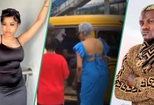 “A Whole Olori Zazu”: Clip of Ex-alaafin of Oyo’s Wife, Queen Dami Jumping Yellow Buses Goes Viral