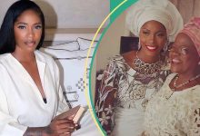 Tiwa Savage’s Mum’s Reaction to Singer’s Kissing Scenes in Her Debut Movie Leaves Many Laughing