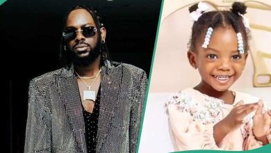 "Simi Don Born Siri": Adekunle Gold & daughter Watch Yoruba Film, Fans Drool Over Deja's Accent