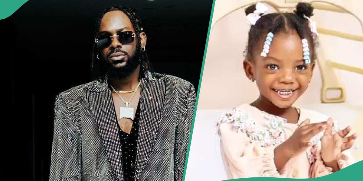 "Simi Don Born Siri": Adekunle Gold & daughter Watch Yoruba Film, Fans Drool Over Deja's Accent