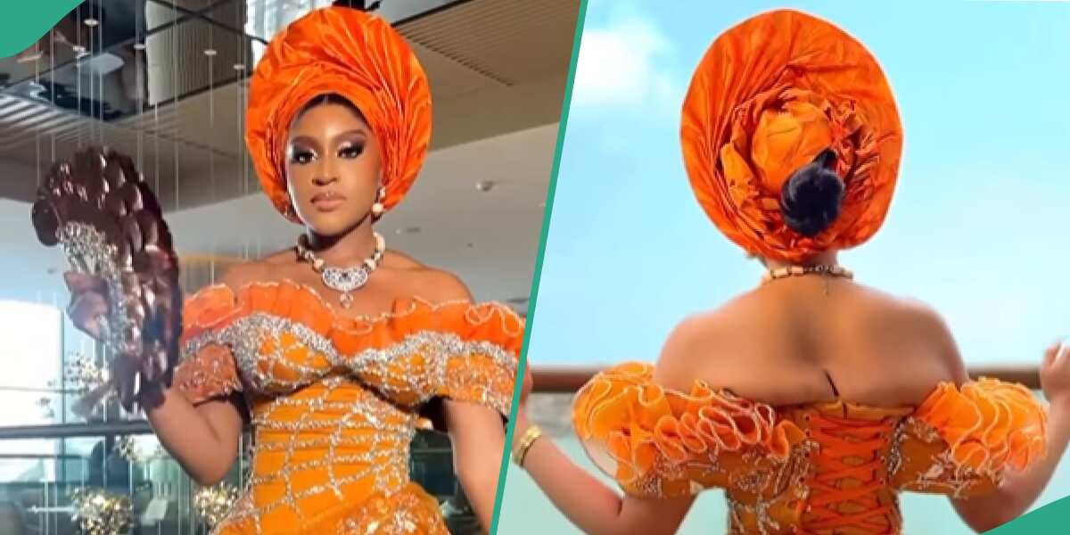Deby Oscar Wears Tight Wedding Dress, Pushes Up Her Back Skin, Displeases Netizens: "This Isn't Gud"