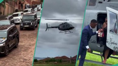 Drama as Secondary School Students Arrive Graduation in Helicopter, Flashy Convoy, Video Trends