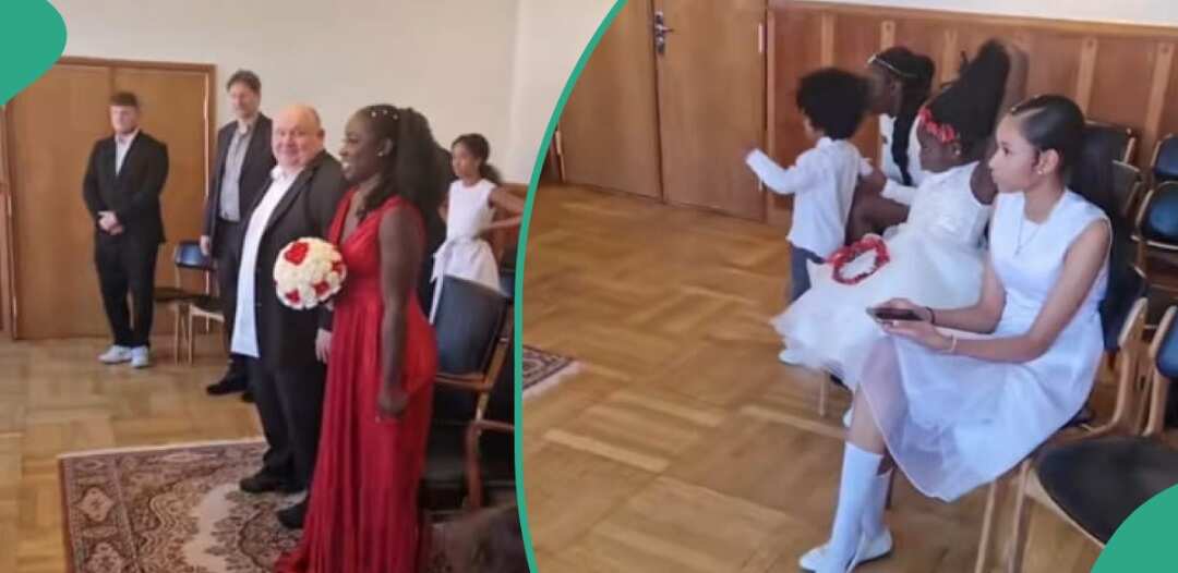 Single Black Mum of 4 Children Weds Oyinbo Lover, Video Goes Viral Online