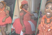 Ijaw Bride Rocks Unique Cultural Outfit, Looks Regal, Netizens React: "How Did She Sit in the Car?"