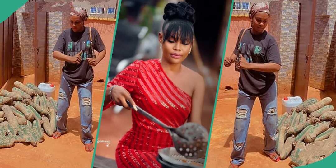 Pretty Lady who Fries Yam by Roadside Dances after Selling 100 Tubers in Less than 10 Days