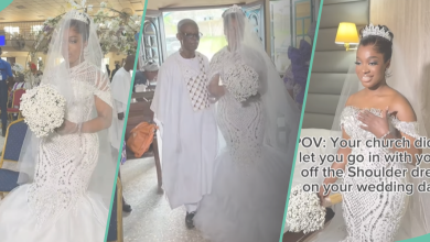 Bride Adjusts Dress at Church Wedding After Off-Shoulder Design Was Disapproved: "The Stylist Tried"