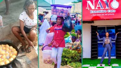 Benue State University Student Who Sells Snacks Opens Barbing Salon, Employs People to Work For Her