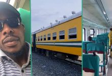 "Train From Aba to Port Harcourt": Man Pays N1500 For First Class Seat, Travels on Train in Style