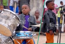 5-Year-Old Boy Drums Excellently on the Street of Lagos, People Gather Around Him