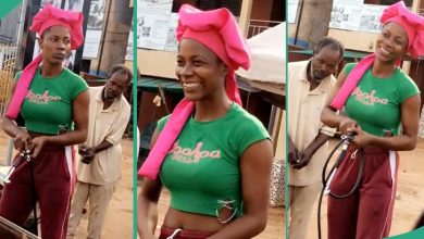 Hot-looking Nigerian Lady Helps to His Father's Vulcaniser Workshop, Helps Him With Work