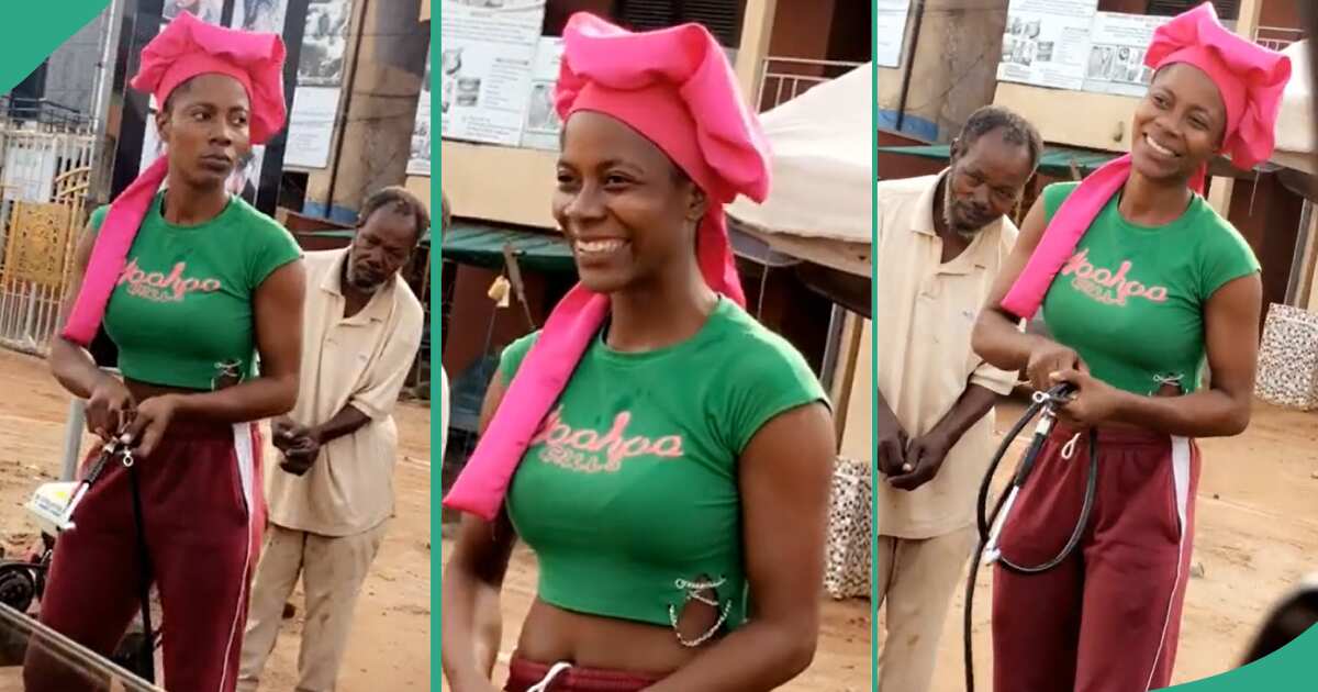 Hot-looking Nigerian Lady Helps to His Father's Vulcaniser Workshop, Helps Him With Work