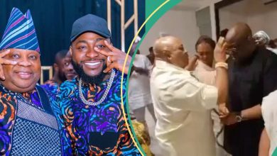 Davido’s Uncle Ademola Adeleke Turns Pastor, Prays for Dele Momodu, Wife, Lays Hands on Their Heads
