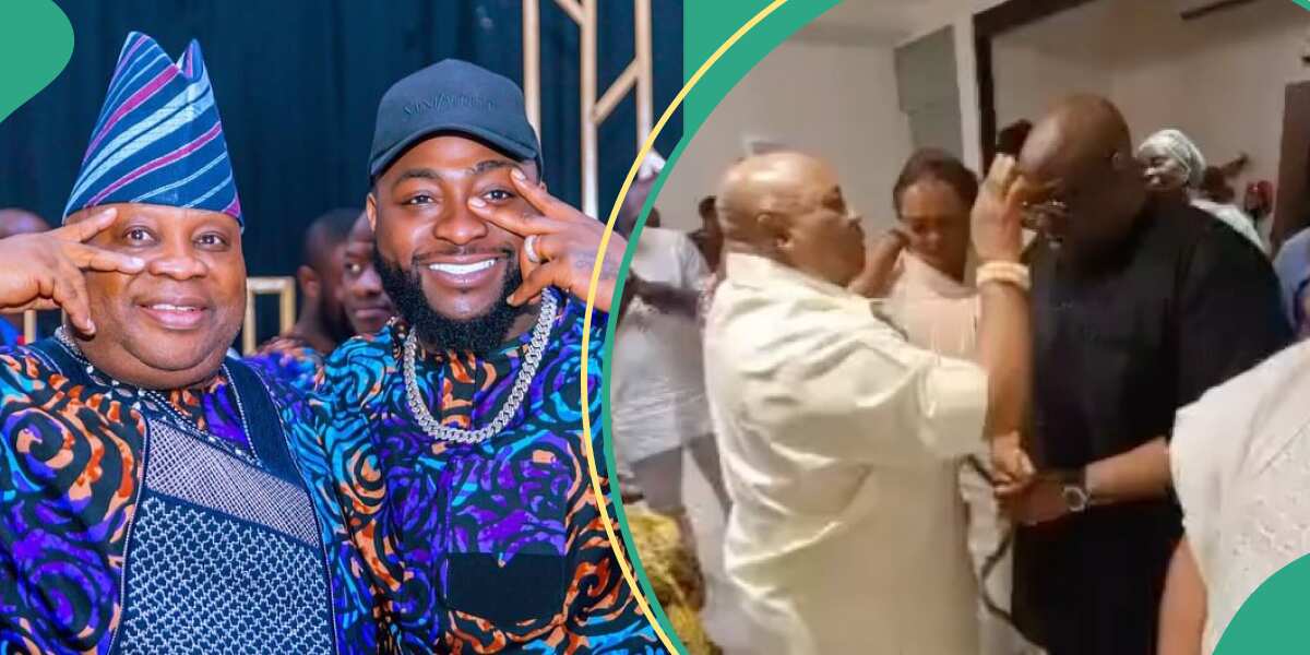 Davido’s Uncle Ademola Adeleke Turns Pastor, Prays for Dele Momodu, Wife, Lays Hands on Their Heads