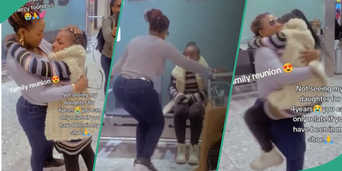 Nigerian mum cries in UK airport as she sees her daughter again after 4 years of relocating abroad