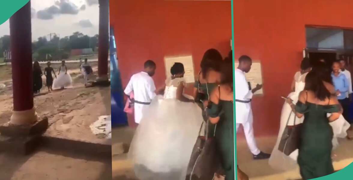 Strong UNIZIK Bride Writes 2 Papers on Her Wedding Day, Spotted at Exam Venue With Bridesmaids