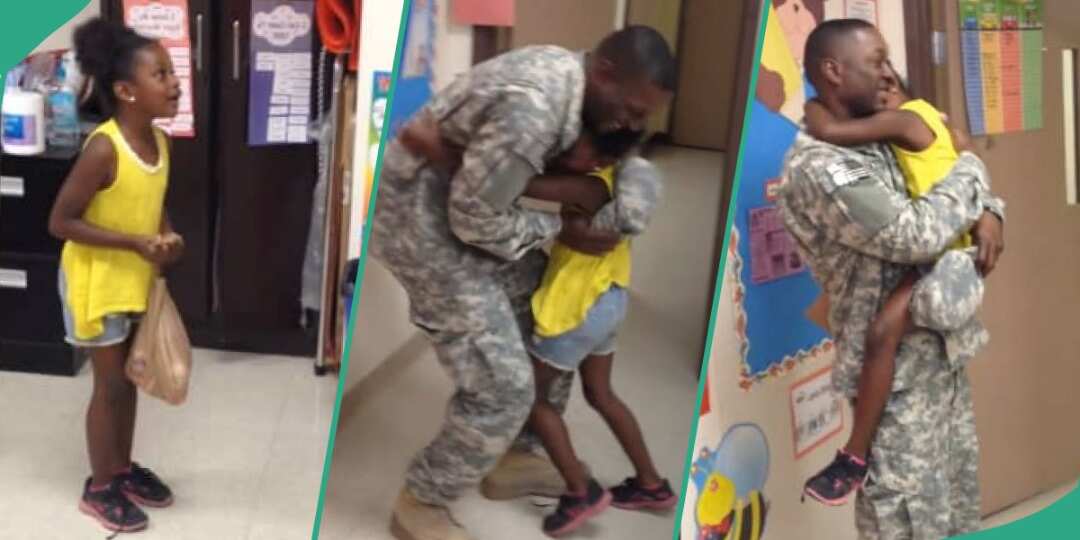 Little Girl Stares at Soldier Dad Like She's Seeing a Ghost, Hugs Him in Video During Surprise Visit