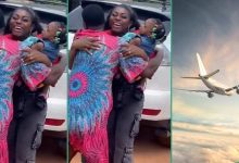 8 Years After, Lady Who Moved Abroad When She Was Single Returns With 3 Kids, Her Family Celebrates
