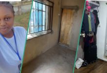 Lady who Went for NYSC Rents Room, Uses Wallpaper, Carpet to Transform Apartment
