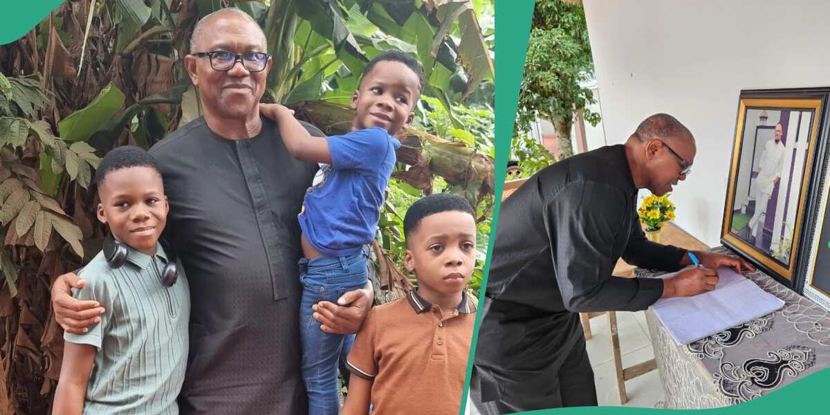 Photos, Video Emerge As Peter Obi Visits Late Actor Junior Pope’s Home, Comforts Grieving Family
