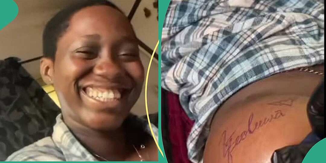 Lady in Love Gets Fine Tattoo of Boyfriend's Name on Her Body, Video Goes Viral Online