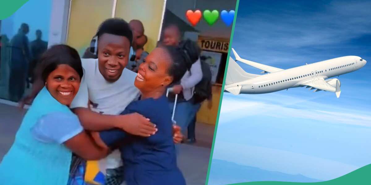 Nigerian Man Reunites with Family at the Airport, They Hug Him Excitedly