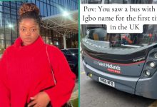 UK-based Nigerian Lady Sees Luxerous Bus Which Has An Igbo Name, Records Video and Posts on TikTok