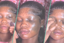 Makeup Artist Transforms Lady's Face With Black Patches, Looks Incredible: "Cover Face Like Lagbaja"