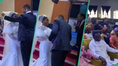 Drama as Wedding Guests Reject Couple's First Kiss at Altar, Video Goes Viral Online