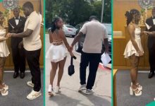 Man Marries Lady in Simple Courthouse Wedding, Lady Rocks Short White Gown