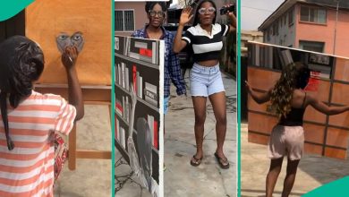 Nigerian Lady Shows Her New Artwork, Depicts Woman Selecting Book at Library