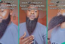Nigerian Man Shows off Beards he's Been Training for 3 Years, Pretty Ladies React