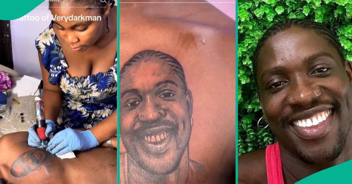 Man Tattoos VeryDarkMan's Face on His Chest, Shows off Cute Artwork, Nigerians React