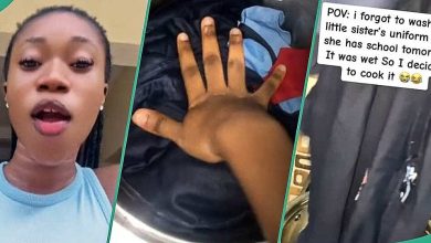 Lady Displays Final Result after Cooking Sister's Uniform in Boiling Water, Video Trends Online