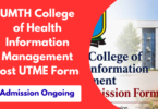 UMTH College of Health Information Management Post UTME Form